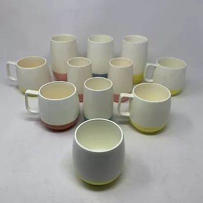 $29.88 • Buy Retro Mid Century Vacron Bopp Decker Plastic White Pink Blue Yellow Cup Mug Set
