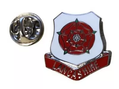 Lancashire County Red Rose On Shield Lapel Pin Badge FREE P&P • £3.99