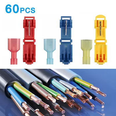 60Pcs T-Taps 22-10 AWG Insulated Quick Splice Wire Terminal Connectors Combo Kit • $5.59