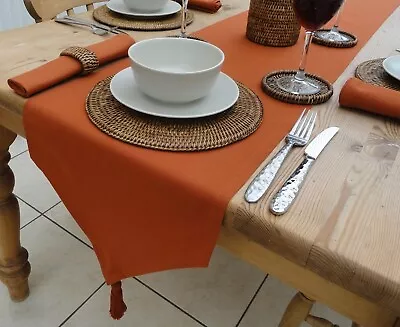 14x78  (35x200cm) TERRACOTTA TABLE RUNNER WITH TASSEL- 6 SEATER • £13.49