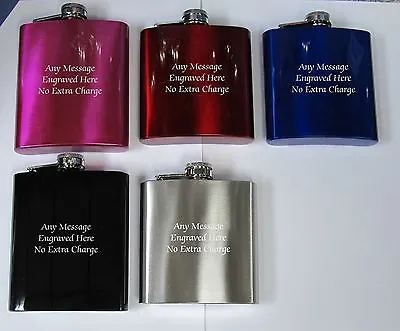 £5.99 • Buy 1A Personalised Engraved Hip Flask Ideal Wedding Birthday Christmas Gift