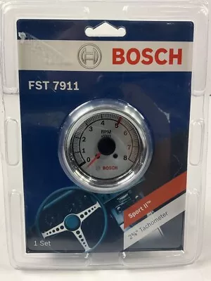 Bosch FST7911 Sport II 2-5/8  Tachometer Tach Gauge (White Face) 0-8000 RPM • $49.49