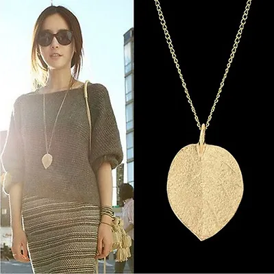 Women Graceful Golden Leaf Exquisite Pendant Necklace Long Sweater Chain B_-_ • $6.37