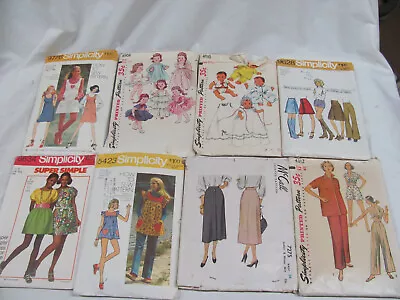 Vintage Lot Of 8 40's 60's 70's Sewing Patterns  McCall's And Simplicity #71 • $10