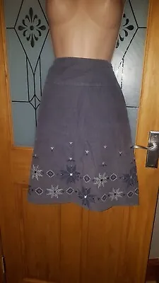 Laura Ashley - Grey Corded Skirt - Size 12 • £4
