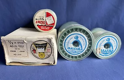 Lot Of 4 Maxima-Penguin-Apache Clear Fishing Line 20-25-40 Lb. Good Condition • $8