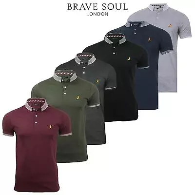 Brave Soul Glover Men's Polo Shirt Regular Fit Button Up Casual Summer Top S-XL • £11.99