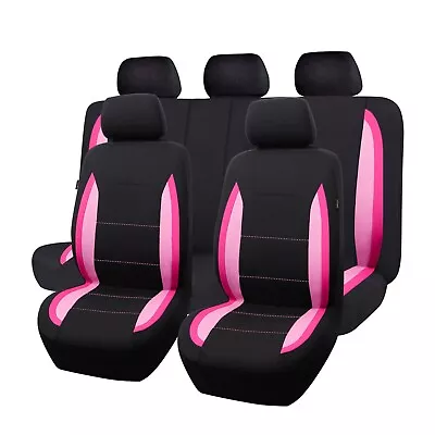 Universal Car Seat Covers Full Set Rear Split 40/60 50/50 Pink Black Women Girls • $35.99