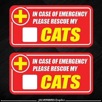 2x Cat Pet Rescue Sticker Emergency Fire Safety Safe Caution Warning Pets Dog • $3.98