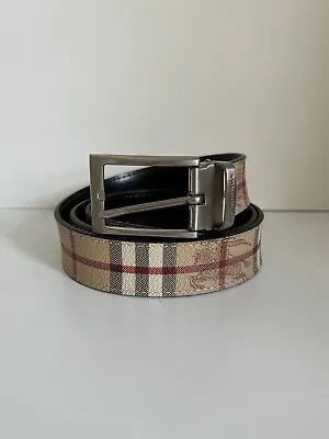 £80 • Buy Men’s Burberry Nova Check Leather Belt 42 / 105