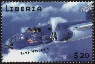 WWII North American B-25 Mitchell  Special Delivery  Bomber Aircraft Stamp • £1.99