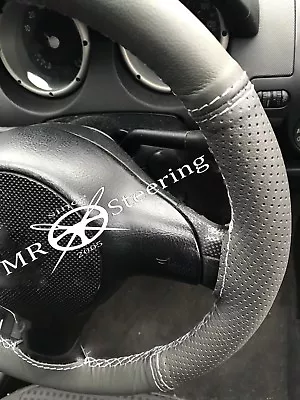 For Vauxhall Vectra B 95+ Grey Two Tone Leather Steering Wheel Cover White Stch • $36.48