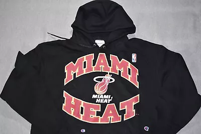 Miami Heat Vintage Hoodie Sweatshirt Champion XL Black Logo Dwayne Wade Jersey • $44.99