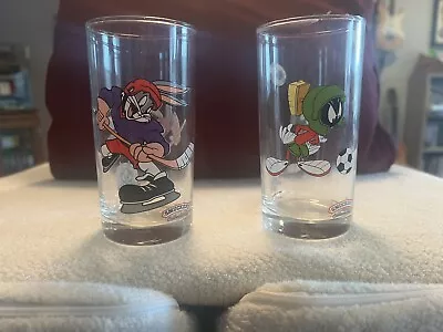 Bugs Bunny Marvin Martian Smuckers Set Of 2 Drink Glasses 1998 FREE SHIPPING • $25