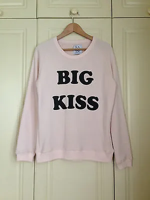 ZOE KARSSEN Pink BIG KISS Slogan Sweatshirt Jumper Sweat Top Celeb Asos M BNWT • £49.99