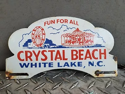 Vintage Crystal Beach Fair Porcelain Sign Carnival Festival Tourist Tag Topper • $162.60