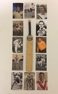 $250 • Buy Celebrity Cricket Match Signed Mini Bat Sydney  Legends Of Nrl, Aru, Cricket 