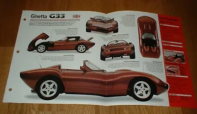 ★★1992 Ginetta G33 Spec Sheet Brochure Photo Info Pamphlet 90-93 94★★ • $7.99