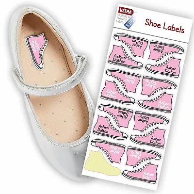 $17.16 • Buy UltraStick Shoe Nametapes/Tag Waterproof Stickers Personalised Boot Shape - PINK