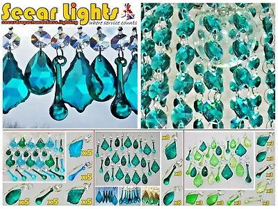 Peacock Green Chandelier Cut Glass Crystals Wedding Beads Light Parts Droplets • £8.16