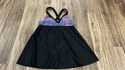 $12.99 • Buy Swimsuits For All Shore Club Black Skirt One Piece Swimsuit Size 10, Thigh Cover