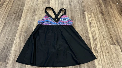$12.99 • Buy Swimsuits For All Shore Club Black Skirt One Piece Swimsuit Size 10, Thigh Cover