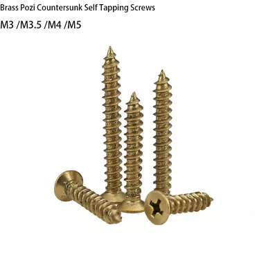 M3 M3.5 M4 M5 Phillips Countersunk Pozi Self Tapping Screws Brass Wood Tappers • £2.62