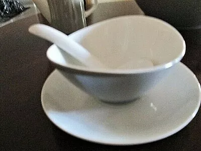 Narumi Elite Fine China Gray White Gravy Bowl W/Ladel  Mid Century Queso Salsa • $9.99