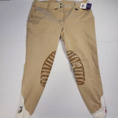 Equine Couture Riding Breeches 34 R Beige Knee Patch NWT • $30