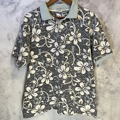 Vintage Ocean Pacific OP Sport Hawaiian Polo Shirt Mens XL Floral Plumeria O2 • $23.95