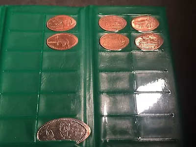 Green Elongated Penny Souvenir Book With 6 Pressed Pennies 1 Nickel! USED • $7.99