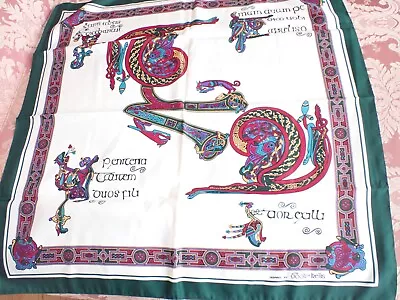 New Vintage Celtic Square Scarf The Book Of Kells Celtic Irish Polyester 27 X 27 • $20