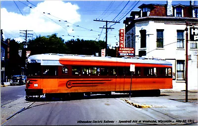 Wisconsin Milwaukee Postcard Trolley Interurban Tram RPPC 1950s Reprint • $7.96