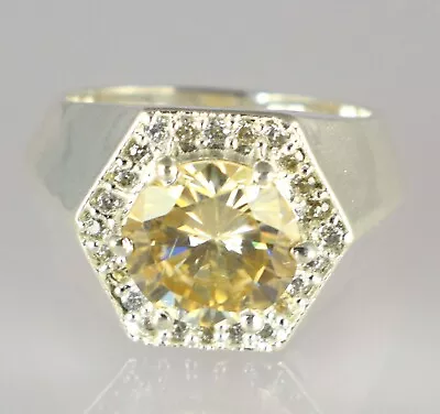 5.89 Ct Champagne Moissanite Diamond Men's Solitaire Ring Rare Collection • $0.99