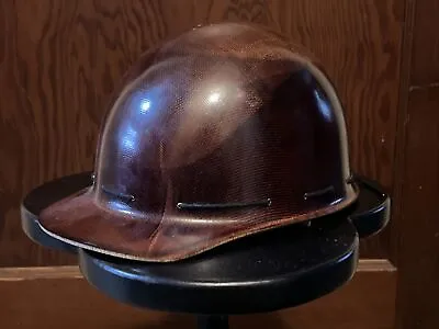 Vintage Antique Miners Helmet MSA Skullgard Brown Protective Cap Size 7-1/4 USA • $249.99