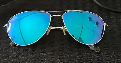 Maui Jim BLUE HAWAII 60mm Chrome Aviator POLARIZED Sea Womens Sunglass B772-17 • $179.98