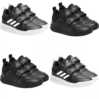 Adidas Kids Boys TENSAUR Shoes School Strap Shoe Casual Trainers Jr Black White • £29.99