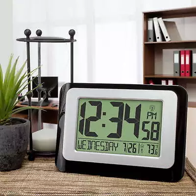 M&S Atomic Digital Calendar Desk Alarm Clock With Temperature W88631 Black • $20.97