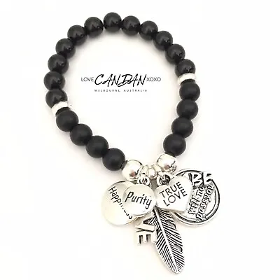 Love Is True Love Babe Purity Happiness Angel Feather Charms Beaded Bracelet • $22.50