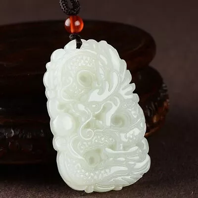 Natural Jade Pendant Dragon Multiple Colors Amulet Hand Necklace Jewelry • £3.59