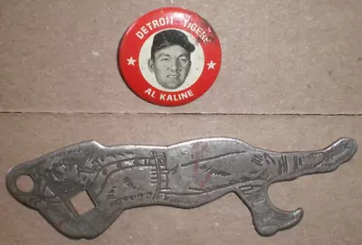 VINTAGE COCA COLA BASEBALL PLAYER BOTTLE OPENER & 1969 Al Kaline Pin • $12.99