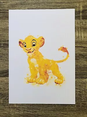 Disney Lion King Simba Baby Print Wall Art Watercolour Size A4 • $8