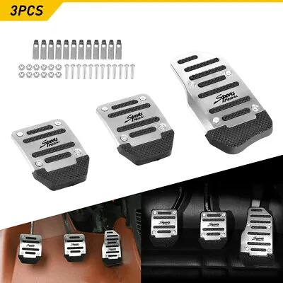 Silver Non-slip Gas Brake Pedals Aluminum Pad Cover Set For Manual Car Universal • $11.99