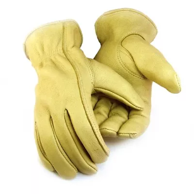 Casual Deerskin Leather Gloves Tan/Yellow Unlined Large • $20