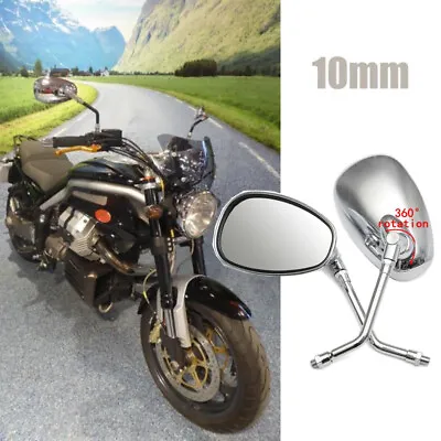 Chrome Motorcycle Oval Rear View Mirrors For Honda Suzuki Moto Guzzi Griso 1100 • $25.55