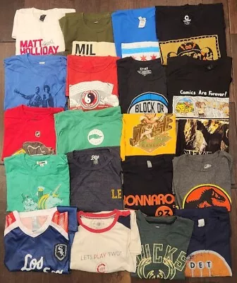 Reseller Shirt Lot (20) - Mostly Men's Short Sleeve - Sports + Music & Movies • $29