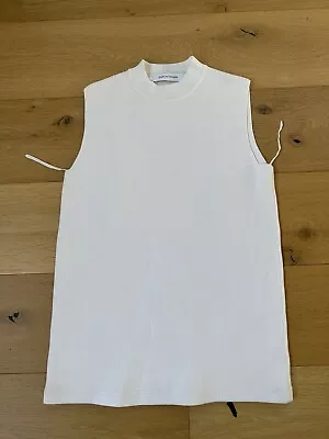 $150 • Buy Scanlan & Theodore White Crepe Knit Sleeveless High Neck Long Top