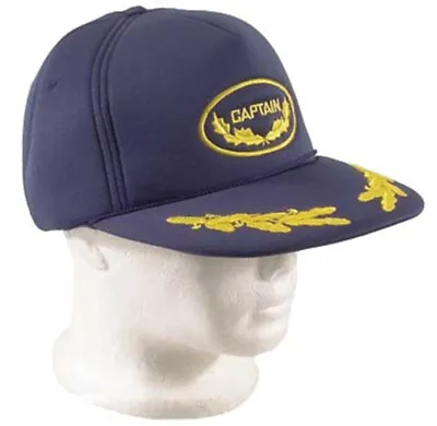 Vintage Captain Marine Trucker Cap Snapback Hat Blue Patch Gold Oak Leaf Branch • $27.99