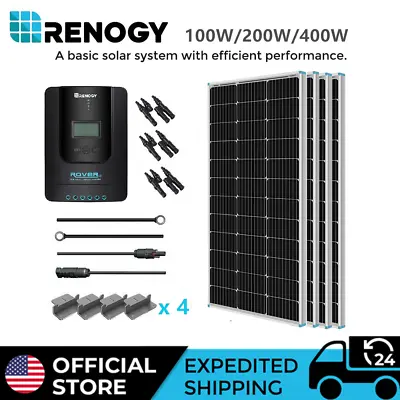 Renogy 100W/200W/400W Mono Solar Panel Starter Kit W/ 40A MPPT Charge Controller • $304.99