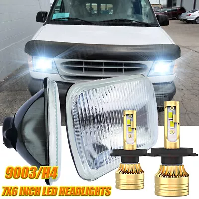 Pair 5x7 7x6  LED Headlights Hi-Lo Beam For 1982-2012 Ford E-150 E-250 E-350 Van • $128.79